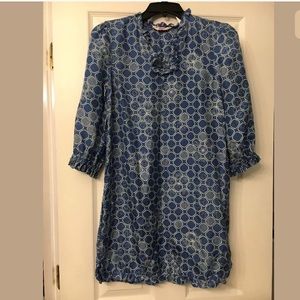 Penguin blue silk Ruffle dress / Tunic size XS